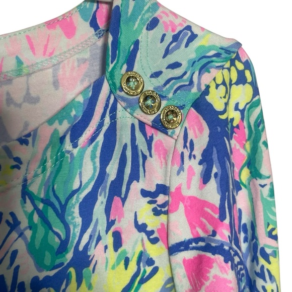Lilly Pulitzer Sophie Mini Dress Mermaid Cove Blue Pink XXS 3/4 Sleeve - Picture 4 of 8